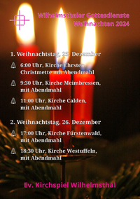 Plakat Weihnachtsgottesdienste 25.26.12.2024